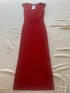 INTERMIX Red Ribbed Maxi Dress